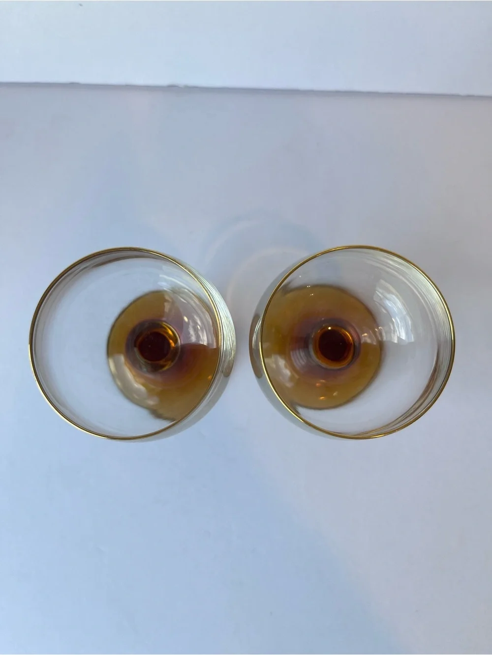 Vintage Amber Glass Brandy Glass Made in France Set of 2 MCM